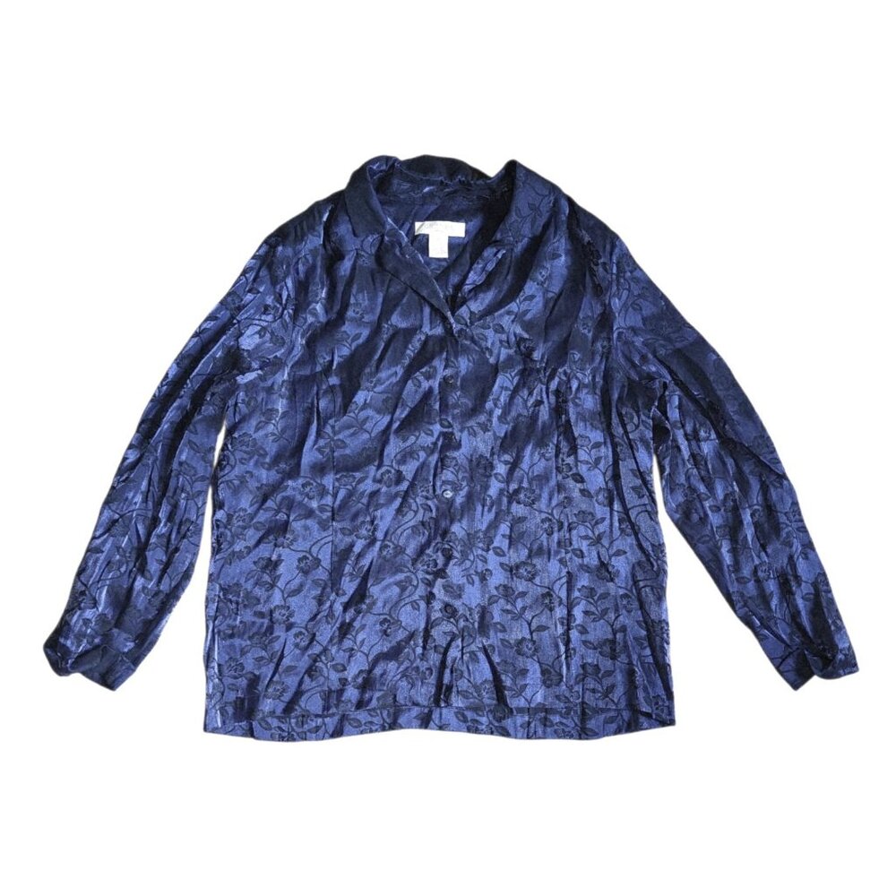 C.l.o.t.h.e.s Woman Shirt Plus Size 2X Black Purple Velvet Burnout Whimsygoth